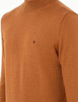 Kahverengi Slim Fit Yar_m Bal_k__ Yaka Basic Triko Kazak - Pierre cardin фото 7