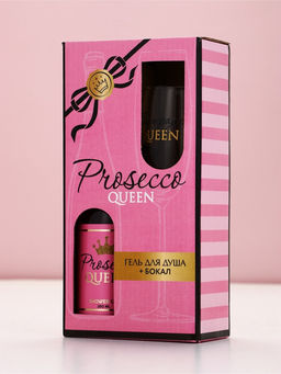 Подарочный набор Prosecco, гель для душа и бокал для шампанского, Чистое Счастье