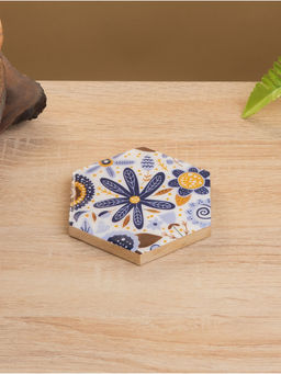 Подставка под горячее «Васильки», набор 4 шт., 15×13×5 см, дерево манго