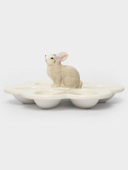 Блюдо пасхальное, 22х9 см, 6 отд, молочно-серое, Кролик с цветами, Brown Rabbit - Anna lafarg фото 7