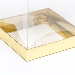 Цена за 10 шт. Коробка с PVC Мини 10 X 10 X 12 см "Золото"