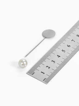 Основа Брошь-игла с бусиной d=1 см (набор 5 шт.), L=5 см, площадка 1.5 см, цвет серебро