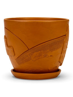 Горшок цветочный с поддоном 5 л, d122/h19,5 см терракот керамика, "Голландия" (М)