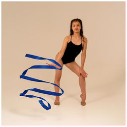 Лента гимнастическая с палочкой Grace Dance, 4 м, цвет синий  фото 2