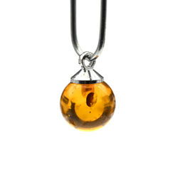 Кулон шарик из янтаря 8мм цв.коньячный