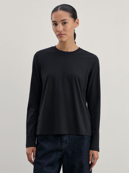 Однотонный базовый лонгслив из хлопка / Zarina  фото 3