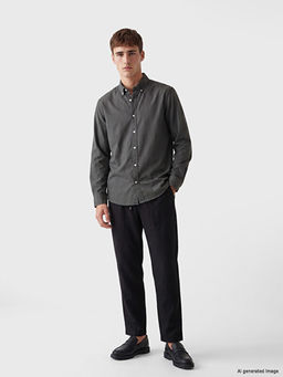 Regular Fit Keten Kar???ml? Erkek Pantolon