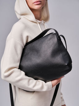 Сумка кожаная багет Deboro 30963 черная