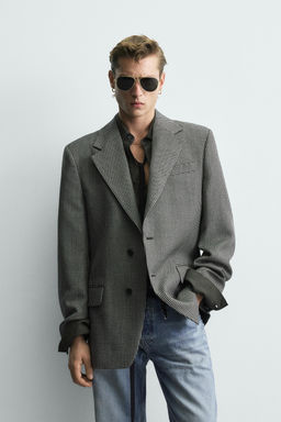 LIMITED EDITION 100% WOOL HOUNDSTOOTH BLAZER - Zara фото 2