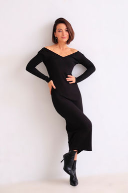 Martichelli Платье с V-образным вырезом чёрное