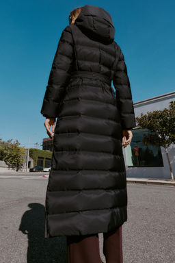 HOODED BELTED WATER-REPELLENT WINDPROOF DOWN PUFFER JACKET - Zara фото 15