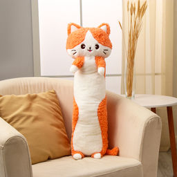 Мягкая игрушка Кот-батон, 80 см, цвет оранжевый