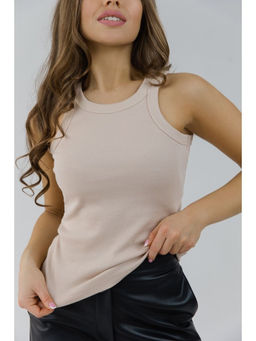 K10354 Топ в рубчик (плотный хлопок) БЕЖЕВЫЙ