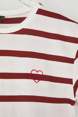 Turuncu K?z Cocuk %100 Pamuk Cizgili K?sa Kol Orme T-Shirt TKDSS25TS00103 - Trendyolmilla фото 2