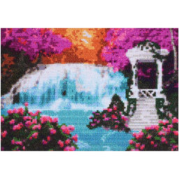 Алмазная мозаика 21*30см "Беседка у водопада" (полное заполнение)