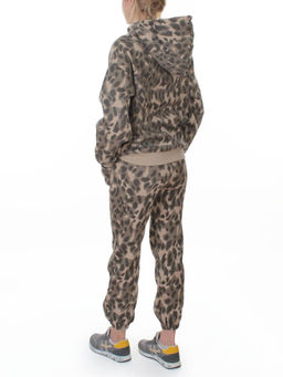 869-3 BEIGE/LEOPARD Костюм спортивный зимний женский (95% хлопок, 5% полиэстер)
