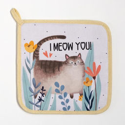 Набор кухонный I meow you варежка-прихватка 20х28см, прихватка 19х19см, 100% хлопок - Этель фото 4