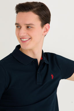 U. S. Polo Assn Мужская темно-синяя базовая футболка с воротником-поло - U.s. polo assn фото 3