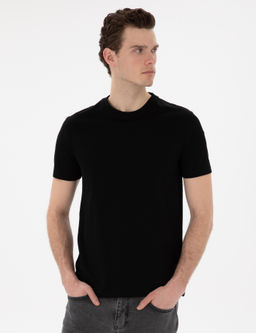 Siyah Slim Fit Merserize Basic Ti__rt