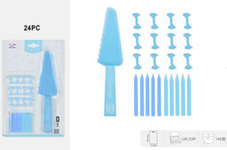 Набор свечей с лопаткой для торта "Slice&light" 24 шт., blue (7,8 см)