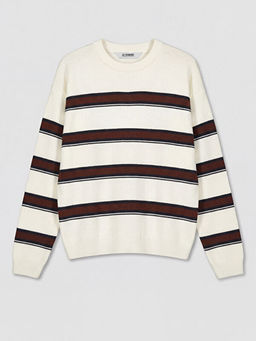 Bisiklet Yaka ?izgili Erkek ?ocuk Triko Kazak