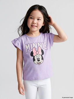 Футболка с круглым вырезом с принтом Minnie Mouse для девочек