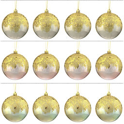 Набор из 12шт Украшение новогоднее Шар "Золотое напыление", D8 см, L35 W27 H9 см