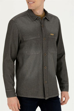 Мужская джинсовая рубашка цвета хаки - U.s. polo assn фото 13