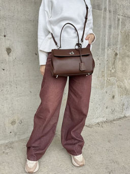 Женская кожаная сумка-портфель 8399-2 Кофе - Sergio valentini фото 10