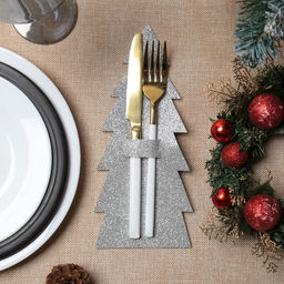 Набор конвертов для столовых предметов Елка, 4 шт, 11х25 см, 100% п/э, фетр