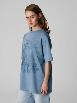 Арт. 3187 Футболка женская оверсайз 42-48 (4 шт) Цвет:серо-голубой - Калинка фото 6