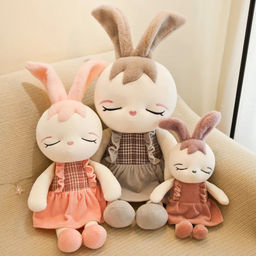 Мягкая игрушка Зайка с меховыми ушами 48 см