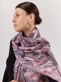 Большой, мягкий, тонкий и очень нежный двусторонний палантин с рисунком