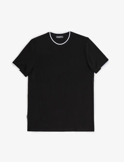 Siyah Slim Fit %100 Pamuk Bisiklet Yaka Ti__rt