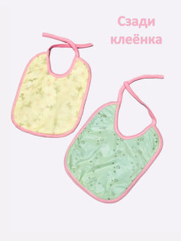 (Уп. 2 шт) Фартук нагрудный цвета для девочек в миксе, сзади клеенка, арт.C-SL030(m)-TR - Мамин малыш фото 2