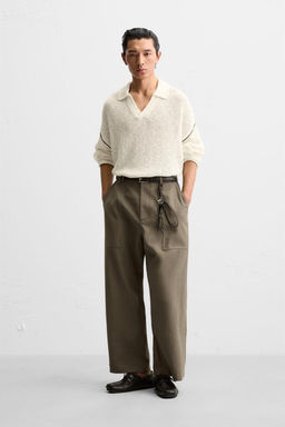 COTTON - LINEN KNIT POLO SHIRT