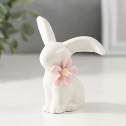 Фигурка керамика «Крольчонок с розовым цветочком», 6.8×4.8×7.9 см
