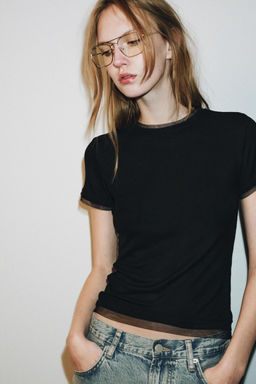 T-SHIRT WITH TULLE DETAIL - Zara фото 8