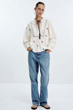 RUSTIC EMBROIDERED BLOUSE - Zara фото 10