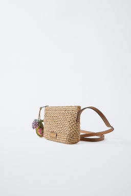 RAFFIA-EFFECT CROSSBODY BAG WITH CHARM - Zara фото 2