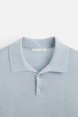 COTTON/SILK KNIT POLO SHIRT - Zara фото 9