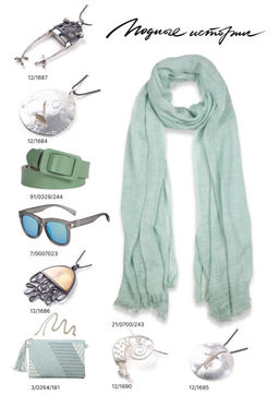 Палантин мятного цвета с бахромой - Модные истории фото 6