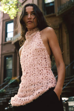 TOP CUELLO HALTER ASIM?TRICO / Blanco / Rosa - Zara фото 3