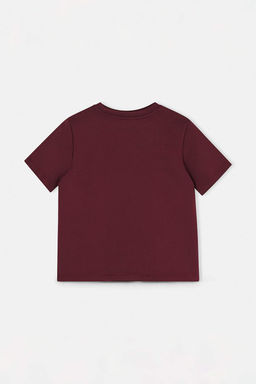 Bordo Duz Regular Bisiklet Yaka Standart Kol K?sa Interlok Orme T-Shirt TWOSS26TS00064 - Trendyolmilla фото 2