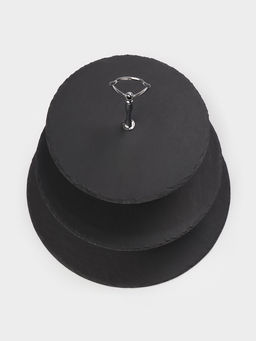 Этажёрка для фруктов и десертов Magistro Valley, 3 яруса, d=30/25/20?33 см, сланец, чёрная фото 2