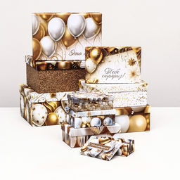 Набор коробок 10 в 1 С днём рождения!, золотой, 32,5 х 20 х 12,5 -12 х 7 х 4 см - UPAK LAND фото 2