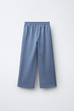 PANTAL?N RIB WIDE LEG CON MODAL / Azul