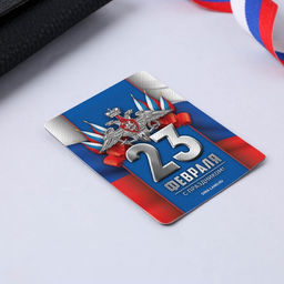 Цена за 2 шт. Магнит и брелок на 23 Февраля Триколор, подарочный набор : 2 предмета - Сима-ленд фото 5