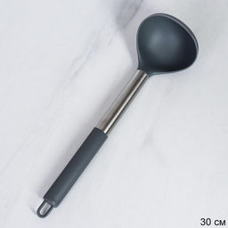 Половник силиконовый с металлической ручкой 31 см Грей / WRF-102 /уп 300/