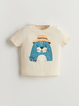 Bisiklet Yaka Bask?l? Erkek Bebek Ti??rt